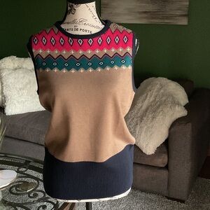 Etcetera Multicolor Knit Sweater Vest, Sz L